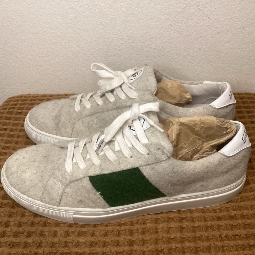 Greats Brooklyn The Royale Mowbray‎ Wool Men Size 9.5 White Green Casual Shoes